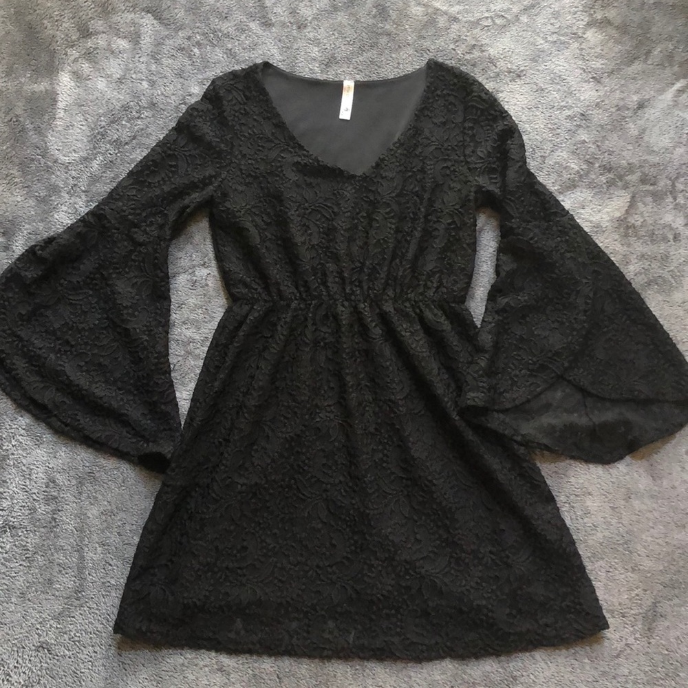 Pink owl black lace mini dress